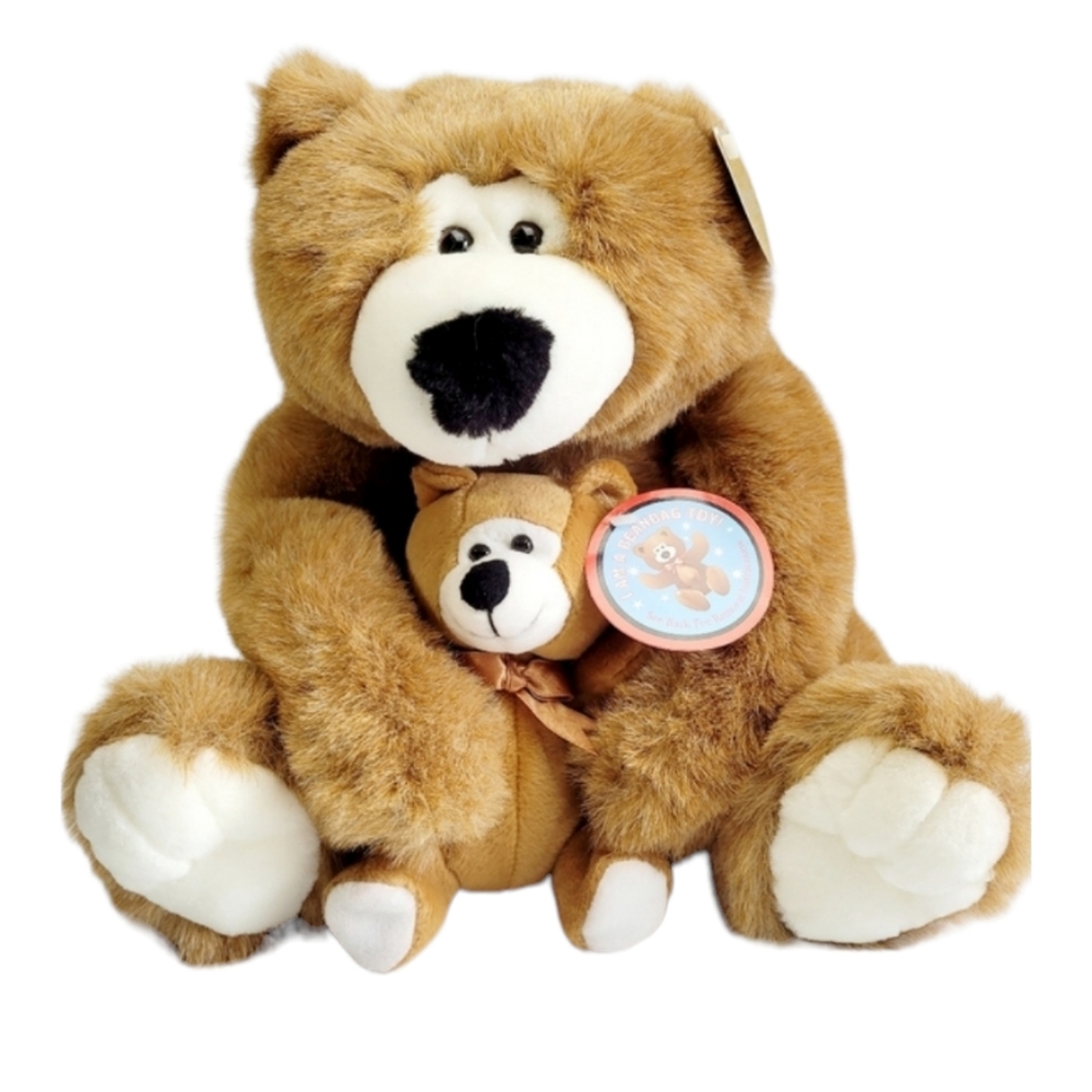 Vintage Chosun 1997 Brown Mama Bear Hugging Her Cub  12"